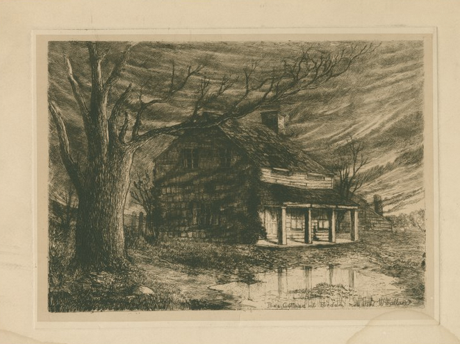 Poe Cottage Etching